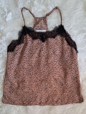 Elizabeth Crosby LA Leopard Print Lace Trim Cami - S